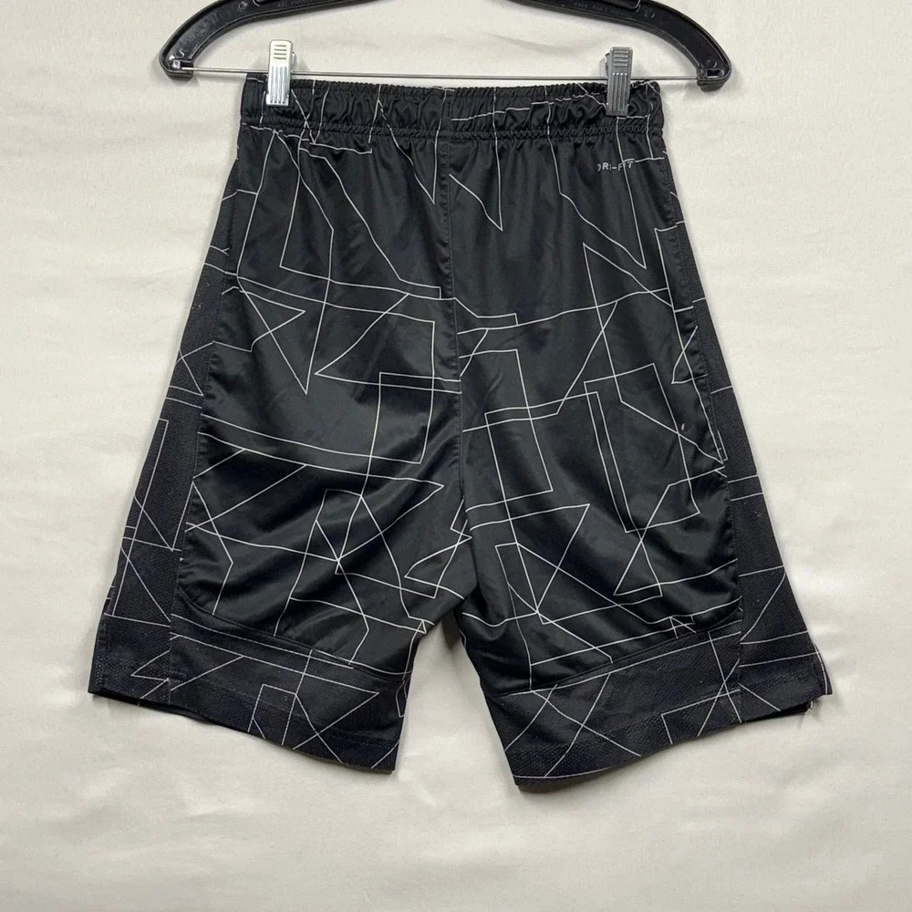 Nike Kids Dri‎ Fit Black Geometric Print Athletic Shorts Size L